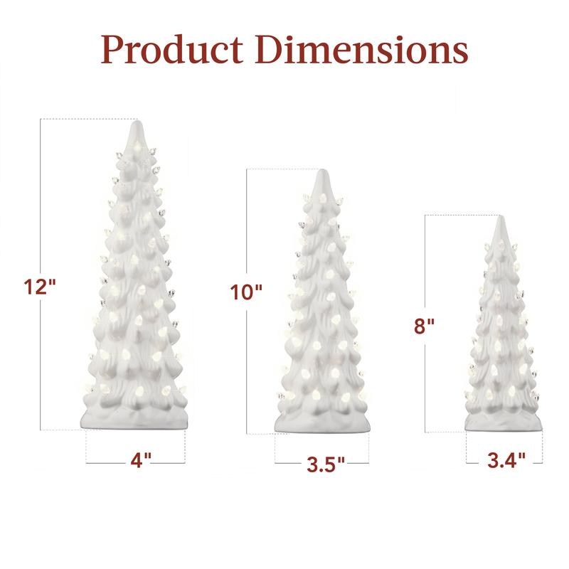 Velmora™ Pre-Lit Ceramic Tabletop Christmas Tree – Set of 3 🎄