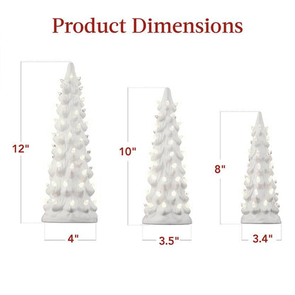 Velmora™ Pre-Lit Ceramic Tabletop Christmas Tree – Set of 3 🎄