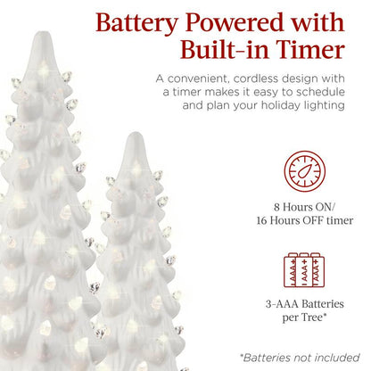 Velmora™ Pre-Lit Ceramic Tabletop Christmas Tree – Set of 3 🎄