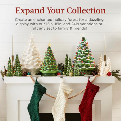 Velmora™ Pre-Lit Ceramic Tabletop Christmas Tree – Set of 3 🎄