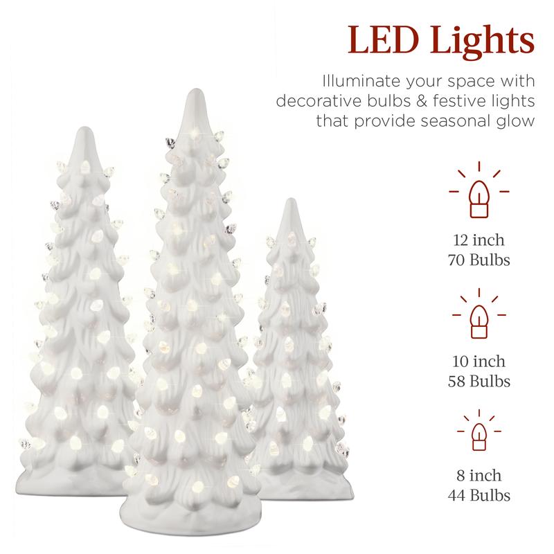 Velmora™ Pre-Lit Ceramic Tabletop Christmas Tree – Set of 3 🎄