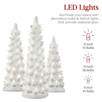 Velmora™ Pre-Lit Ceramic Tabletop Christmas Tree – Set of 3 🎄