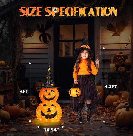 Fright Glow™ Light-Up Pumpkin Witch
